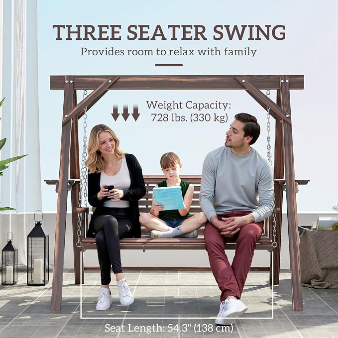 Outsunny 3 Seat Porch Swing - Image 3