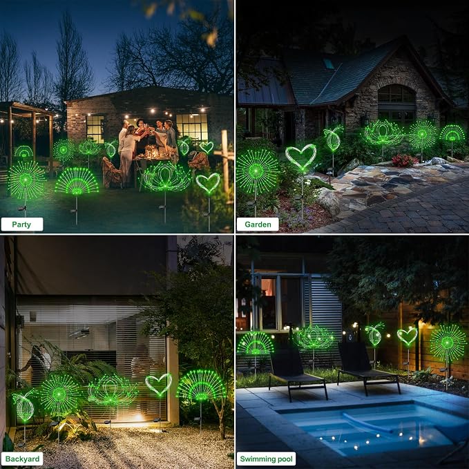 Solar Garden Lights Outdoor Waterproof, 2 Pack 120 LED Solar Firework Lights - Image 5