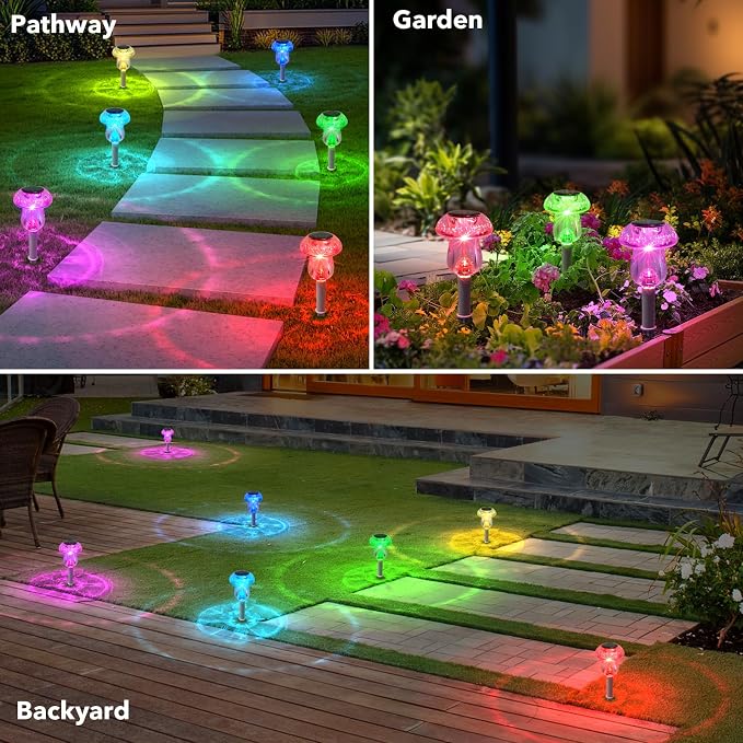 Solar Lights Outdoor, 16 Pack Mushroom Lights Outside Waterproof, Solar Powered - Image 7
