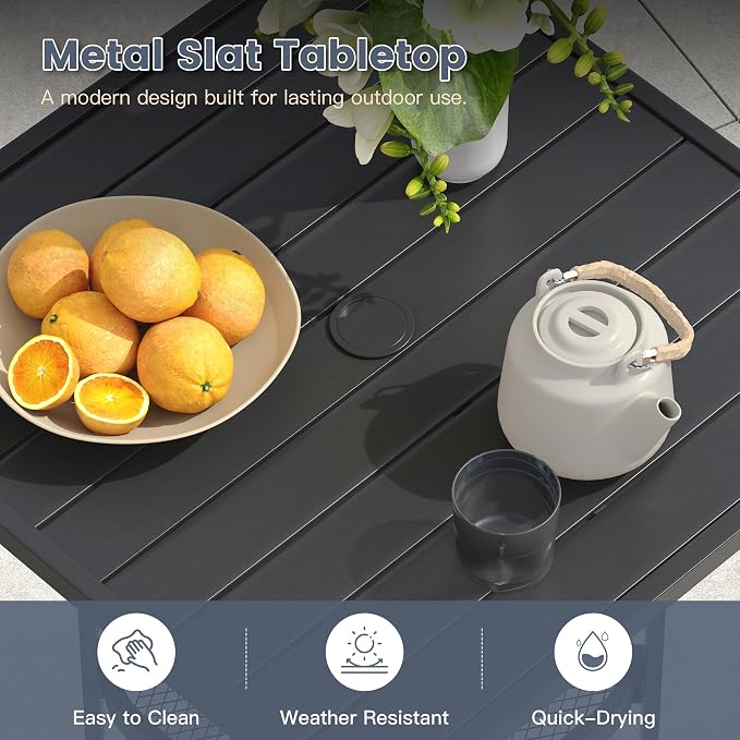 VICLLAX Patio Bar Height Table, Outdoor Square Bistro Table - Image 6
