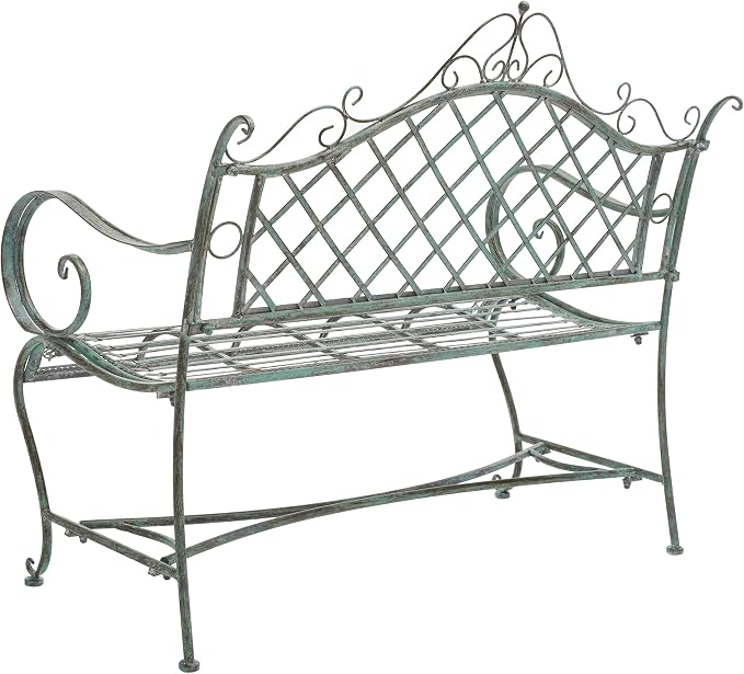 SAFAVIEH Outdoor Collection Abner Victorian Antique Dark Green Wrought Iron - Image 5