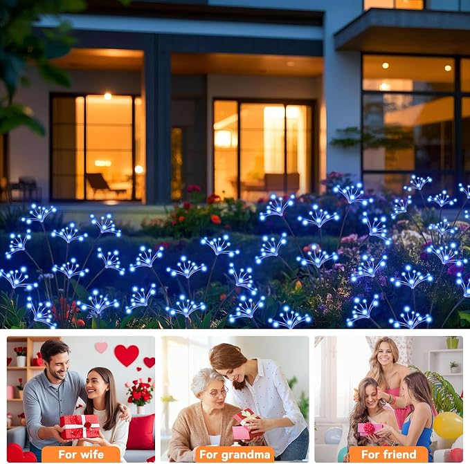 Solar Garden Lights 2 Pack Waterproof Solar Swaying Starburst Light Outdoor - Image 8