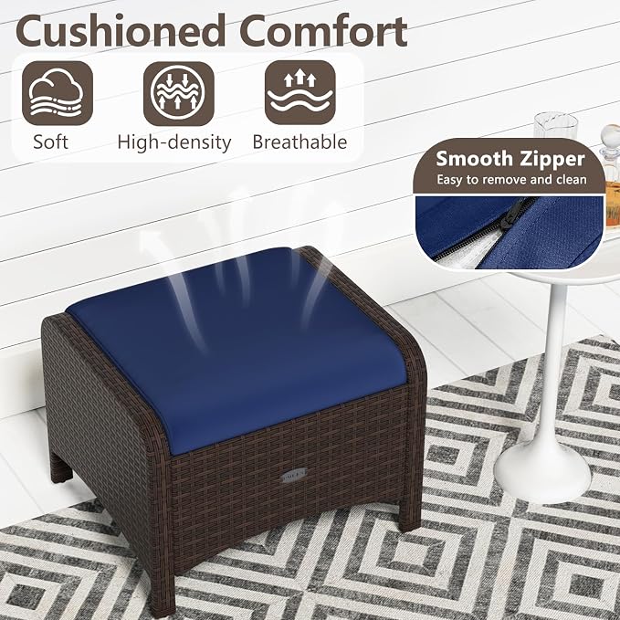 RELAX4LIFE Wicker Outdoor Ottomans - Image 6