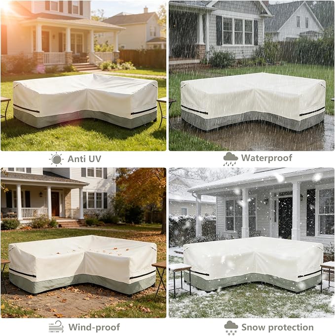 okcool Outdoor Sectional Sofa Cover Waterproof-V-Shaped Patio Furniture Covers - Image 8