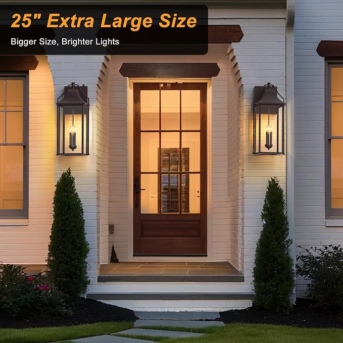 - Dusk to Dawn Outdoor Wall Light, Large Size Waterproof Patio - Image 2