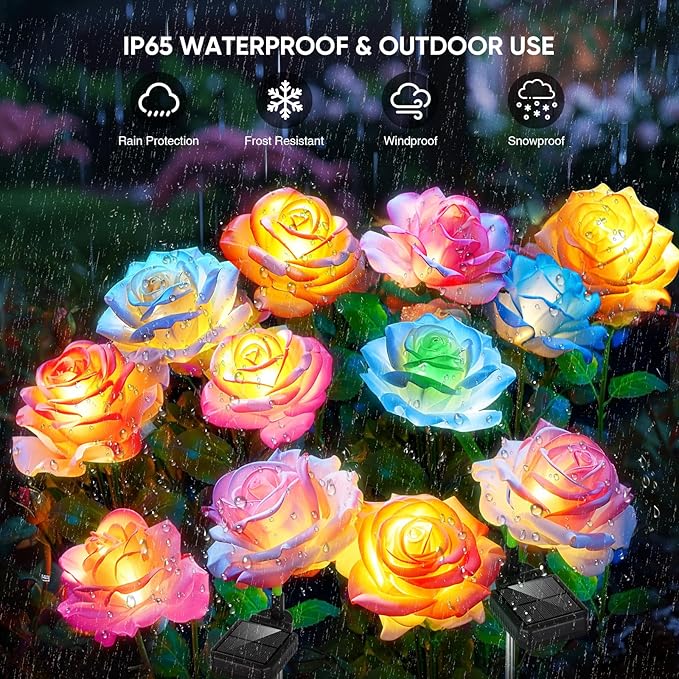 10 Pack Solar Flowers Lights Outdoor Waterproof - Image 3