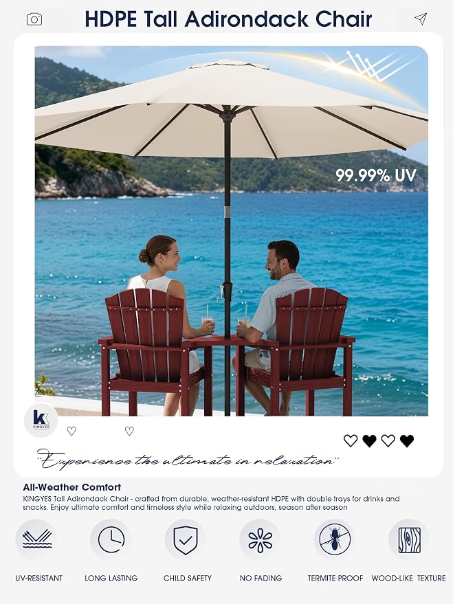 KINGYES Tall Adirondack Chair Set of 4 - Image 7