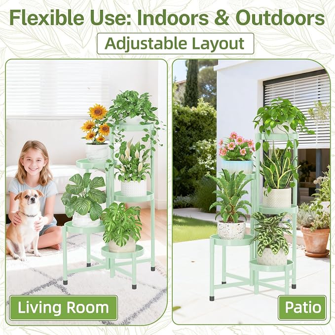 iDavosic.ly Plant Stand Indoor Outdoor, 5 Tier Corner Metal Flower Display - Image 6