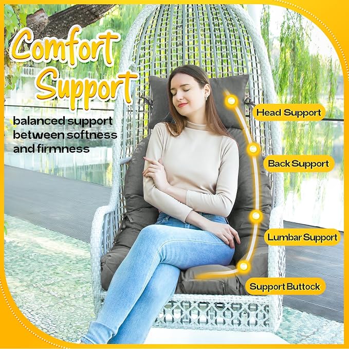 MAGIC ELEPHANT Egg Chair Cushion, Memory Foam Hanging Egg Chair Cushion - Image 6