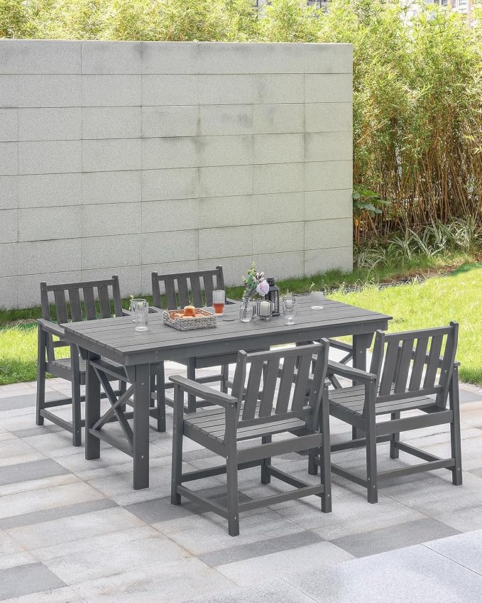 HDPE Patio Dining Set, 5-Piece Outdoor Table and Chairs - Image 8