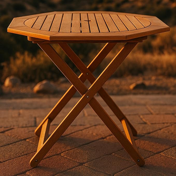 Sunnydaze Folding Meranti Wood Outdoor Dining Table - Image 2