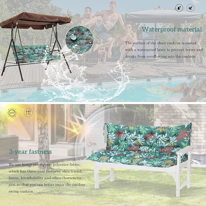 Outside Benches Cushion with Backrest, Thicken Waterproof Swing Cushions 2/3 - Image 5