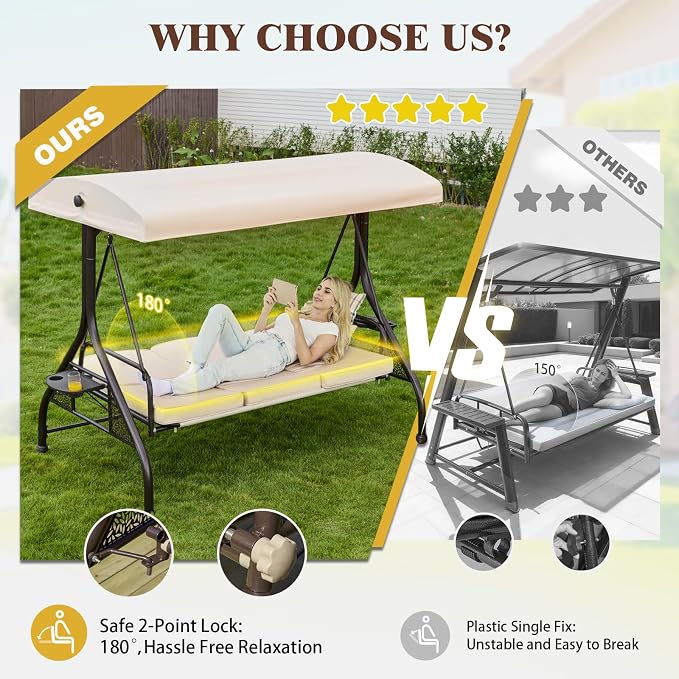 Upgrade 180° Convertible Outdoor Swing - Image 2