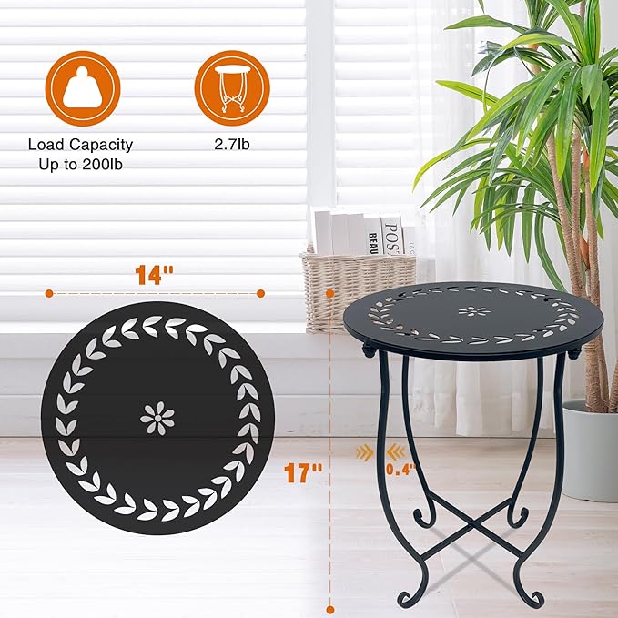 Round Side Table, 1 Pack 14 Inch Bedside Table - Image 4