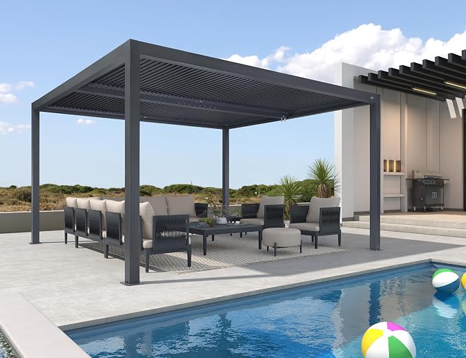 PURPLE LEAF Louvered Pergola 94AS 12' x 14' Outdoor Aluminum Pergola - Image 8