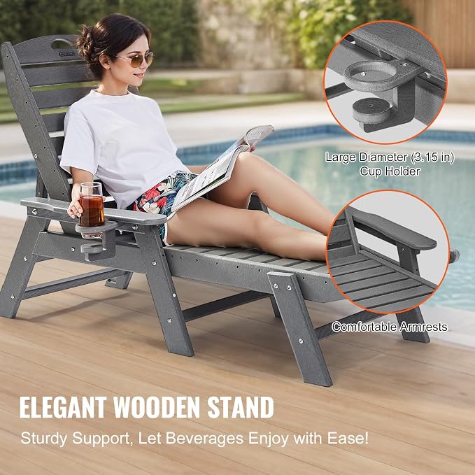 VEVOR Chaise Lounge Chair, 400 lbs Weight Capacity, 6 Positions Adjustable - Image 8