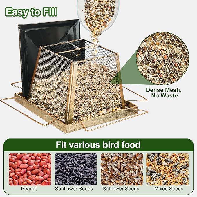 Large Bird Feeder for Outdoor, Gazebo Style Wild Bird Feeders, Metal Mesh - Image 4