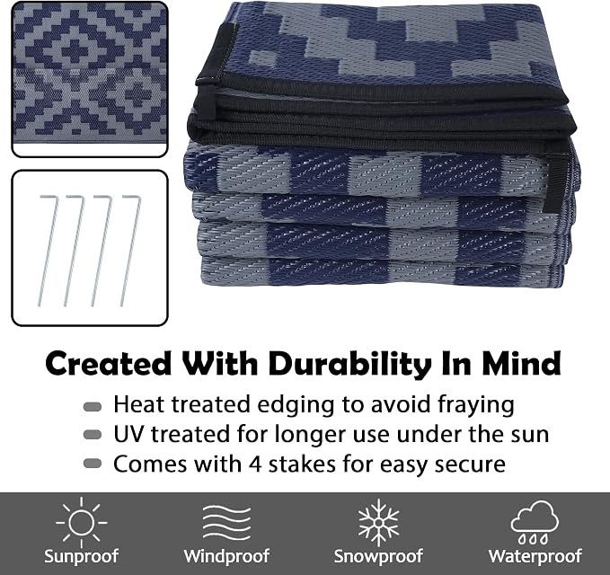 SAND MINE Reversible Mats, Plastic Straw Rug, Modern Area Rug, Large Floor Mat - Image 4