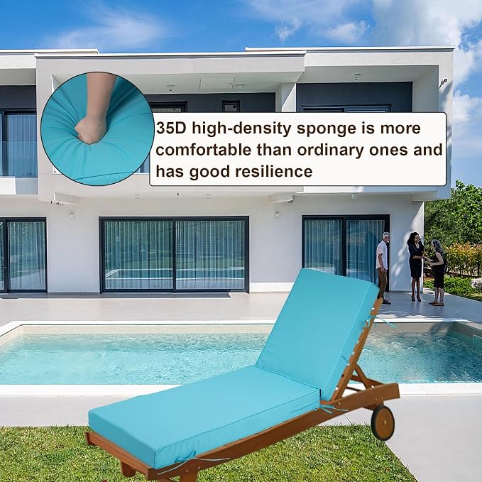 Chaise Lounge Cushions Outdoor Set of 2, Waterproof & Fade Resistant Patio - Image 6