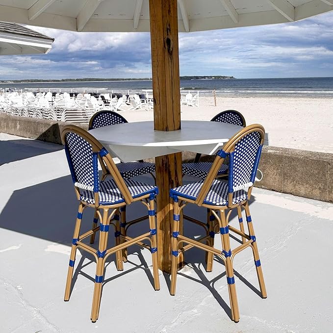 PURPLE LEAF French Counter Height Bar Stool Set of 2 25" Bamboo Print Finish - Image 2