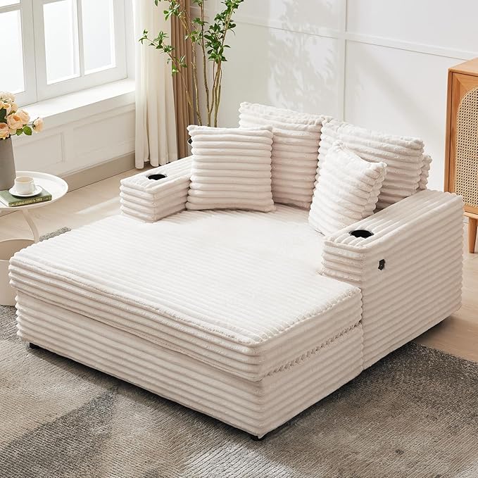 GarveeHome 60-inchOversized Chaise Lounge Chair Indoor, Comfy Corduroy Lounge by GarveeHome
