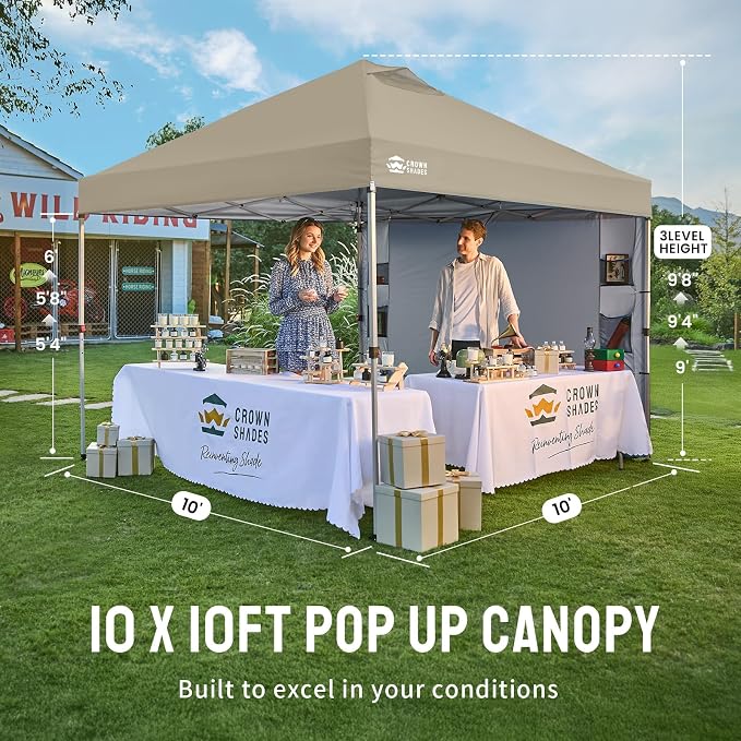 CROWN SHADES Canopy Tent 10x10 Pop Up Canopy Outdoor Shade - Image 7