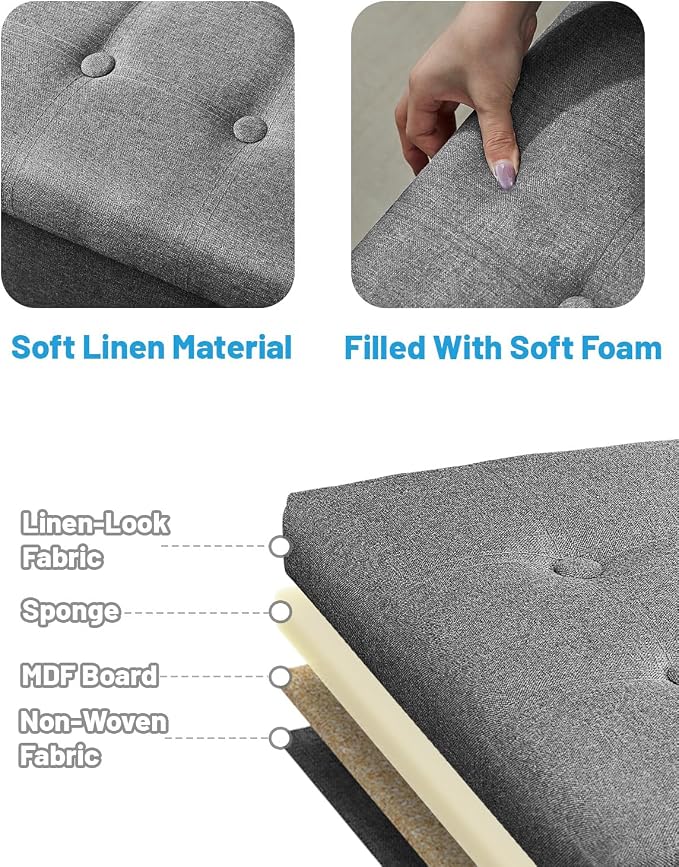 AmasSmile Light Gray Ottoman - Image 5