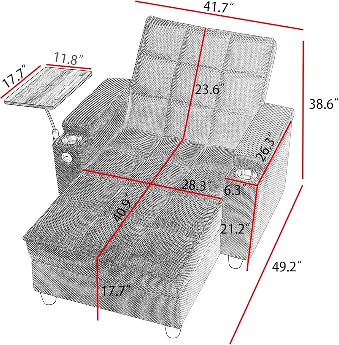 Eafurn 6-Position Adjustable Convertible Chaise Lounge Sleeper Chair - Image 2