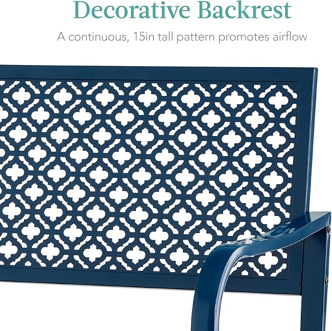 Best Choice Products Outdoor Bench 2-Person Metal Steel Benches Furniture - Image 5