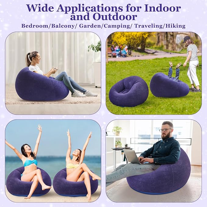 Realspring Inflatable Bean Bag Chairs Outdoor Blow up Camping Chairs Inflatable - Image 4