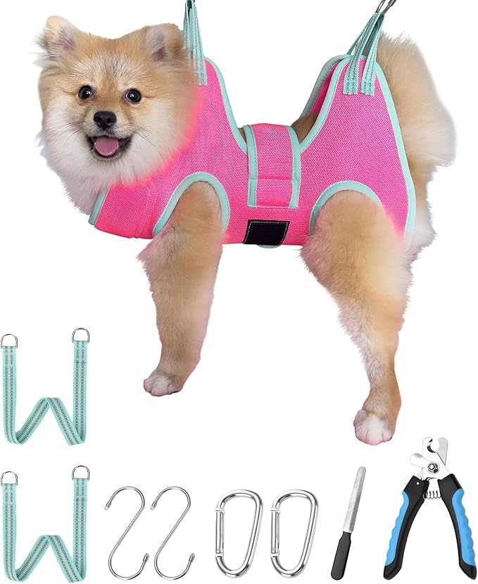 Dog Grooming Hammock, XS Pink Hanging Harness Holder by Kkiimatt