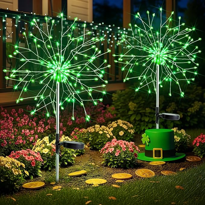 suddus St. Patrick's Day Decorations Solar Firework Lights by SUDDUS