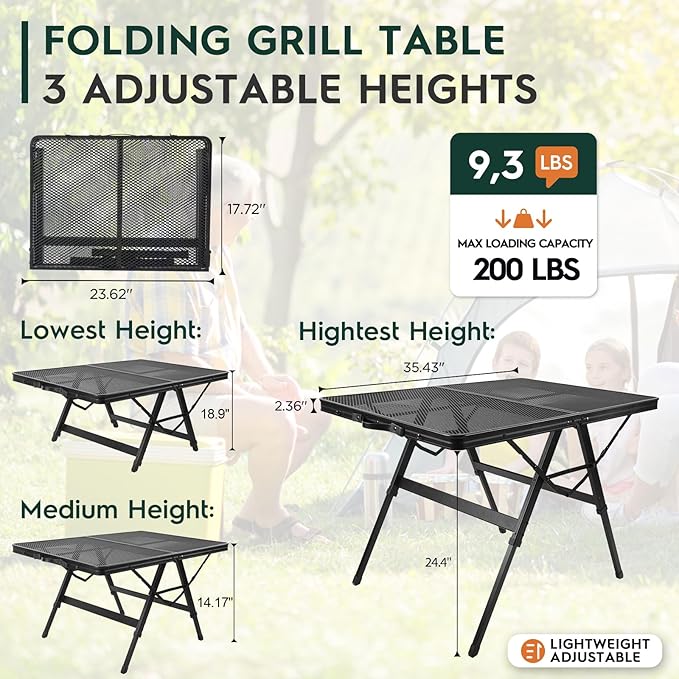 3 FT Folding Grill Table, Portable Camping Table - Image 2