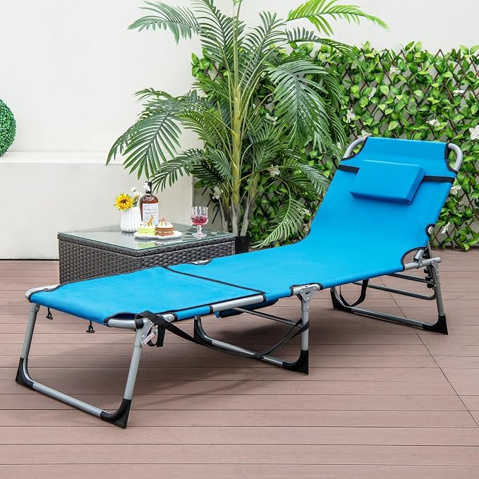 GYMAX Tanning Chair, 330LBS Beach Lounge Chair - Image 2