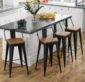 Bar Stools Set of 4 Metal Bar Stool Counter Height Bar Stools Black, Modern 24" by POINTANT