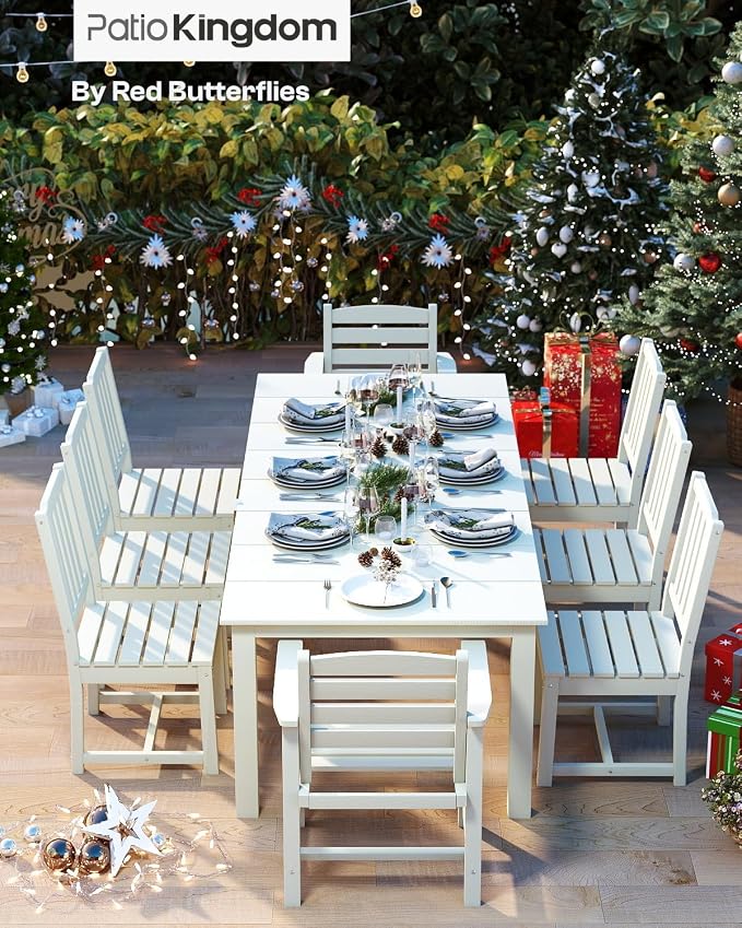7-Piece White Outdoor Dining Set - Image 8