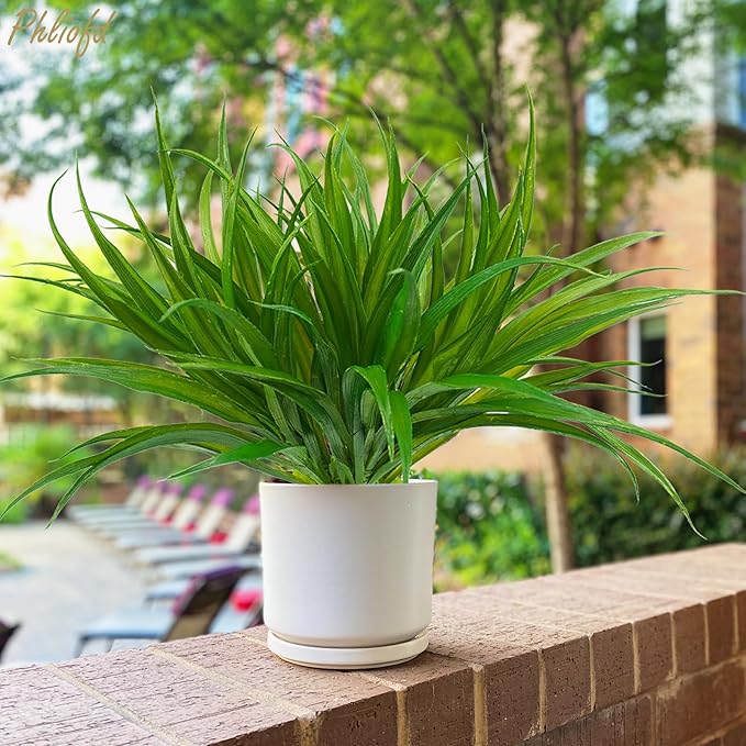 16Pcs Artificial Grass Fake Plants 17.3in 16 Leaves Outdoor Fake Grass UV - Image 6