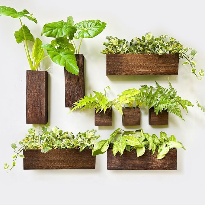 LaLaGreen Wood Planter Box for Plants Wooden Wall Hanging Planters for Indoor by L%C3%A1L%C3%A1Green