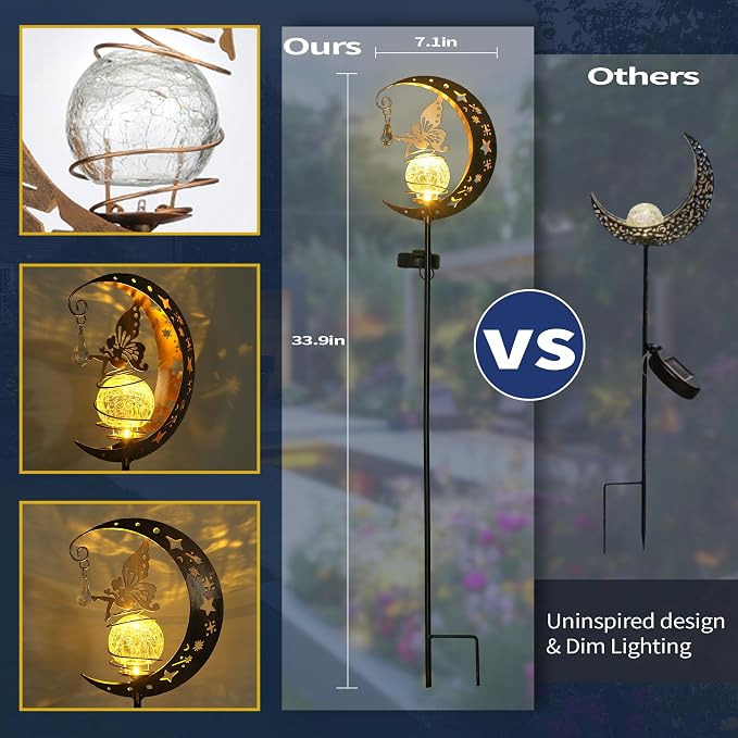 Moon Solar Lights Outdoor Waterproof Metal Fairy Moon Solar Lanterns - Image 3