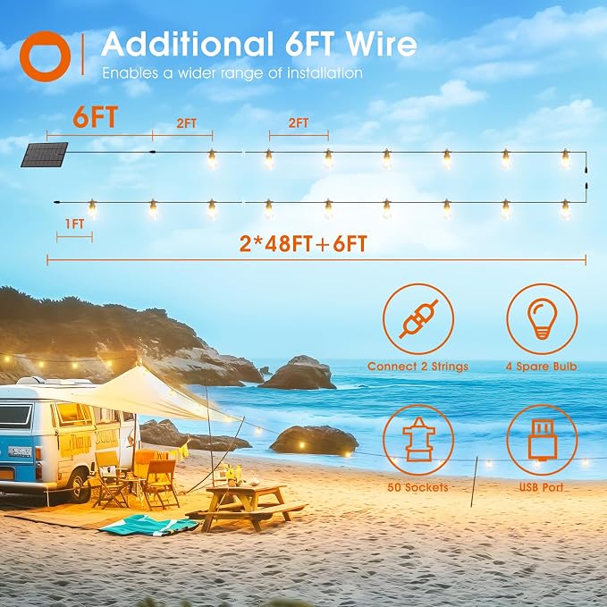 addlon 100FT Solar String Lights Outdoor Waterproof - Image 6
