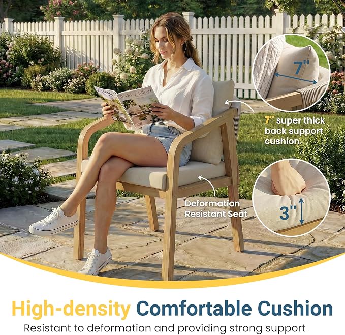 Wisteria Lane Acacia Patio Dining Chairs Set of 2, Outdoor Wood Chairs - Image 4