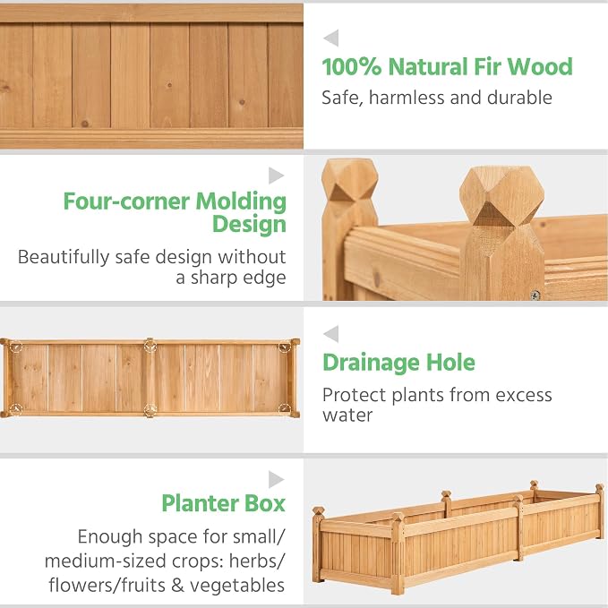 Yaheetech 90.5″ L×23.5″ W×16″ H Wooden Raised Garden Bed, Horticulture Wood - Image 4