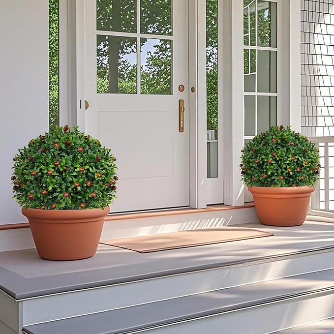 2 Pack Artificial Olive Topiary Tree, Artificial Shrub Bushes - Image 3