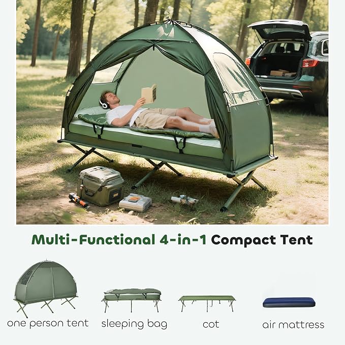 Outsunny Camping Tent Cot, Folding Tent Cot Combo - Image 3