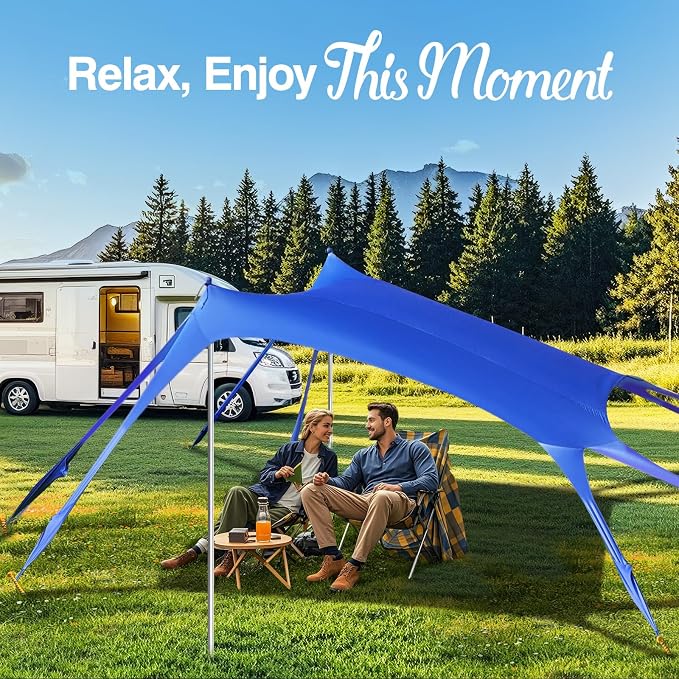 Rhino Valley Beach Tent Shade Canopy UPF50+ Protection, 8 Sandbags, 4 Stability - Image 4