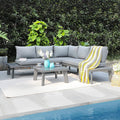 Soleil Jardin 4-Piece Outdoor Patio Furniture Set L-Shaped Aluminum Sectional by SoleilJardin
