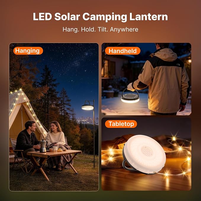 OGERY Solar Camping String Lights, 5400mAh/ 49.2FT/ 11 Modes Rechargeable - Image 6