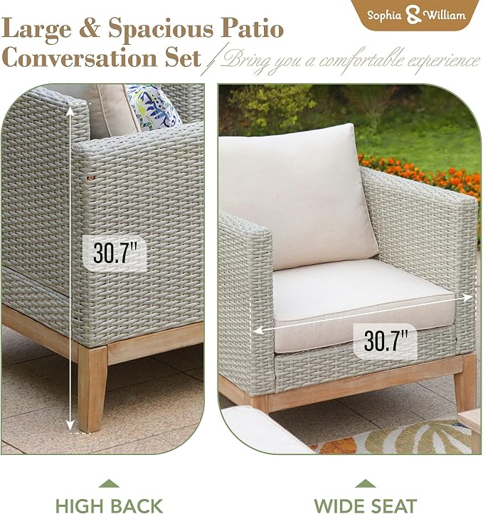 Sophia & William Outdoor Patio Furniture Sets, 5-Piece All-Weather Patio - Image 7