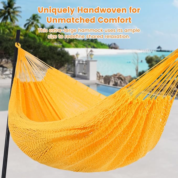 Lazy Daze Hammocks Handwoven Mayan Hammock, 10.5 FT Soft Rope Double Hammocks - Image 2