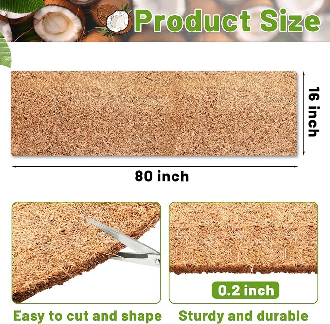 REMIAWY Coco Liner Fiber Roll, 16 x 80 Inch Natural Coconut Coir Liner Sheet - Image 3